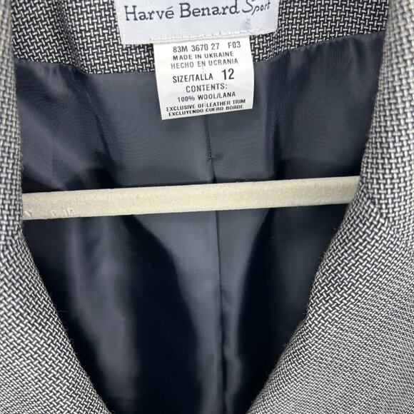 Harvé Benard Sport 100% Wool Blazer with Leather Trim | Size 12 - Picture 4 of 4
